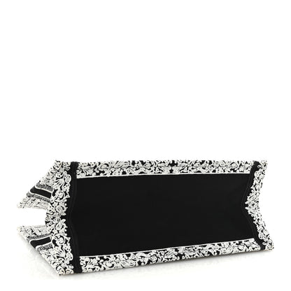 Christian Dior Canvas Embroidered Medium Ornamental Cornely Effect Book Tote Black White 4 of 9