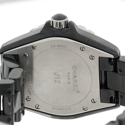 Chanel Stainless Steel Ceramic Diamond 38mm J12 Automatic Watch Black 4 of 4