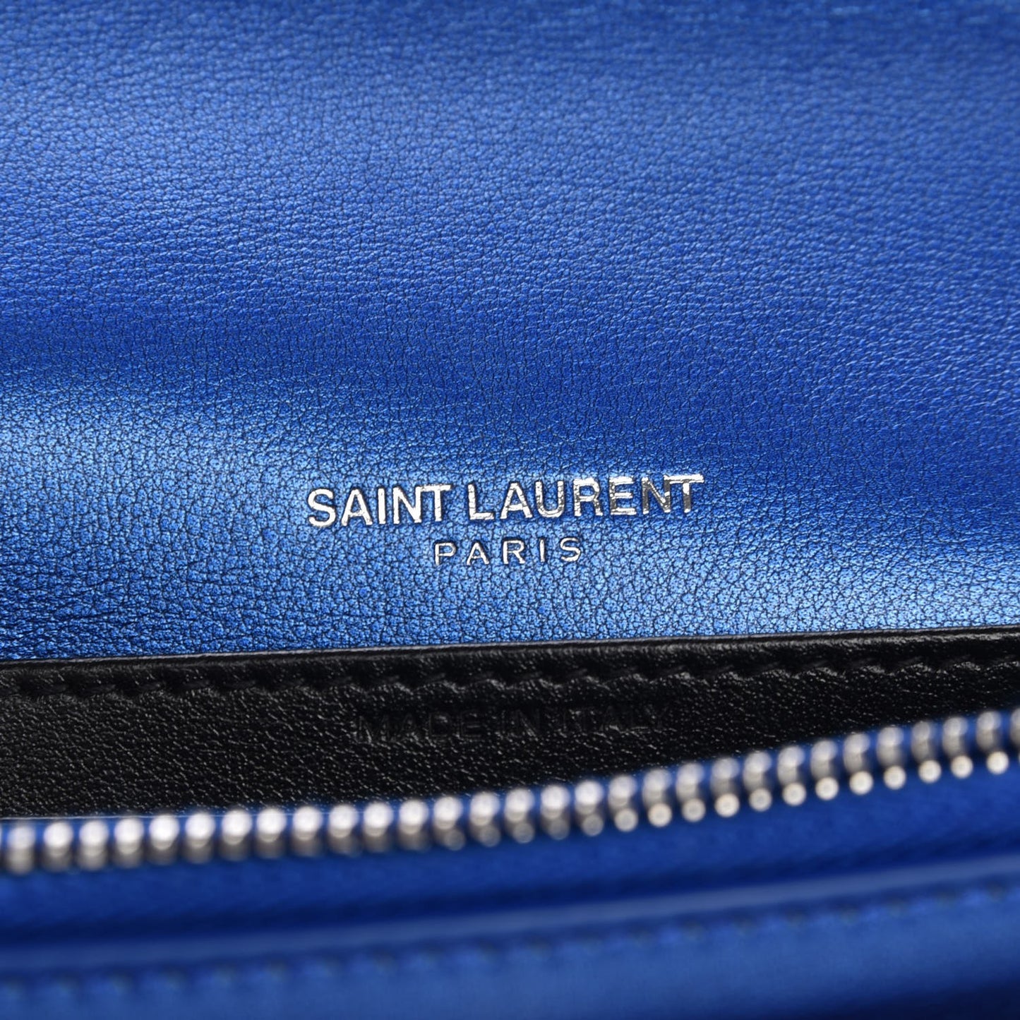 Metallic Calfskin Monogram Sunset Chain Wallet Blue