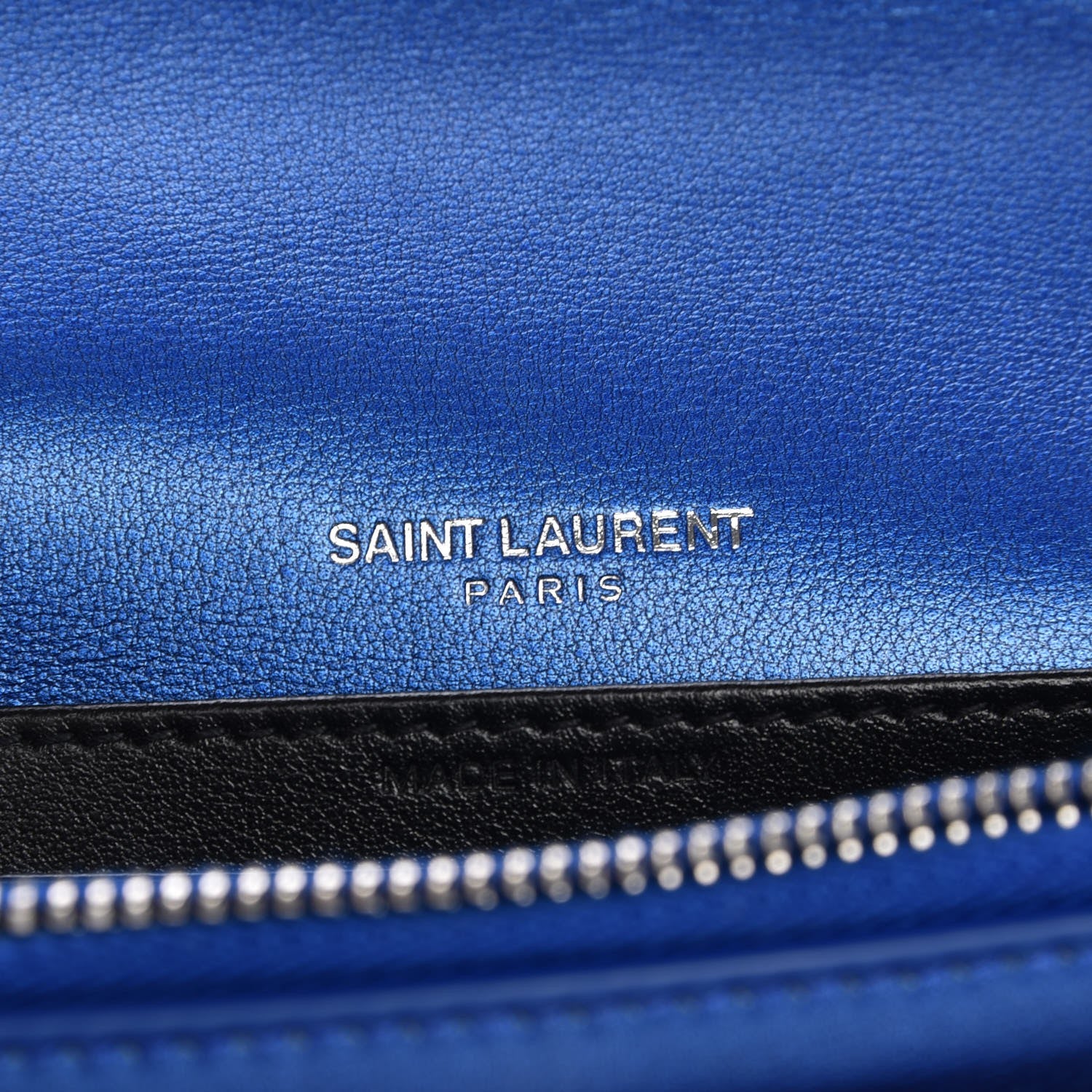 Saint Laurent Metallic Calfskin Monogram Sunset Chain Wallet Blue 6 of 6