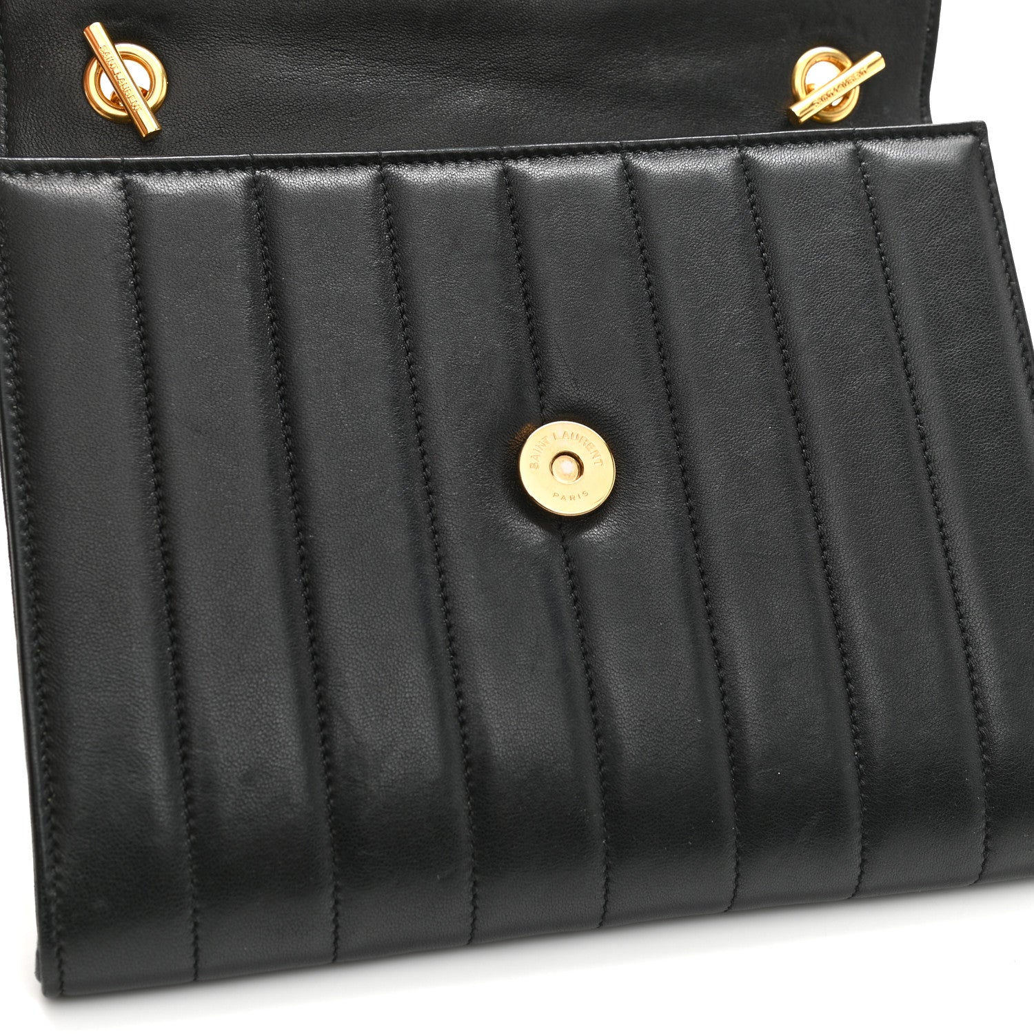 Saint Laurent Lambskin Matelasse Monogram Vicky Chain Wallet Black 11 of 11
