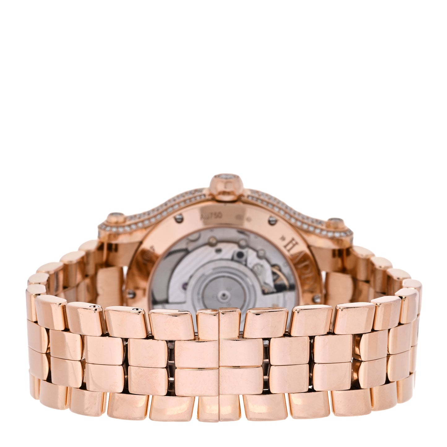 18K Rose Gold Diamond Mother of Pearl Multicolor Sapphire 36mm Happy Sport Automatic Watch