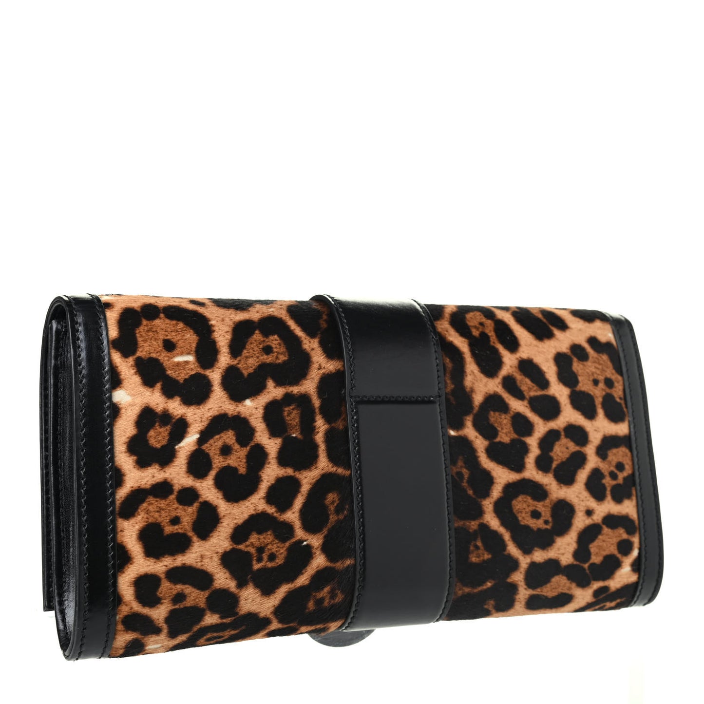 Calf Hair Jaguar Printed Small Lady Buckle Clutch Black
