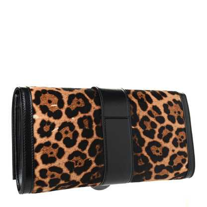 Gucci Calf Hair Jaguar Printed Small Lady Buckle Clutch Black 2 of 4