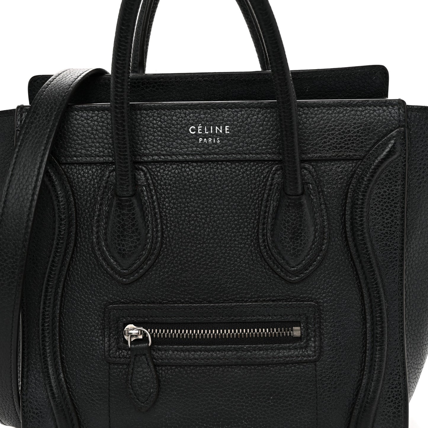 Drummed Calfskin Nano Luggage Black