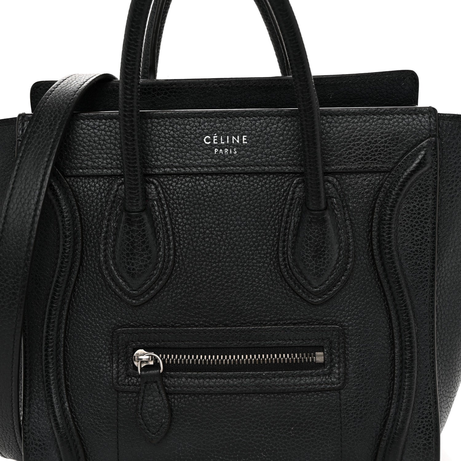 Celine Drummed Calfskin Nano Luggage Black 7 of 11
