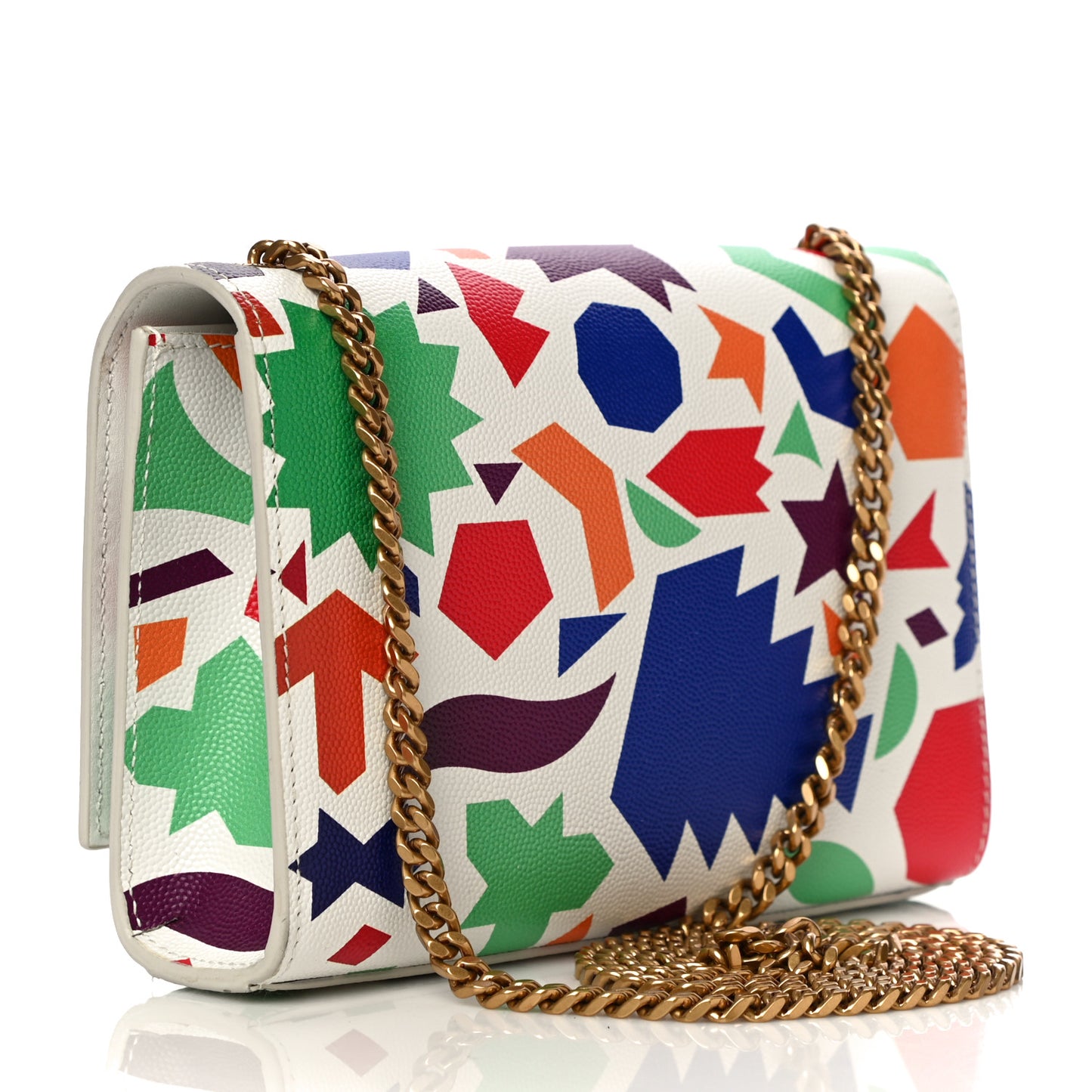 Grain De Poudre Small Classic Monogram Shapes Print Kate Satchel White