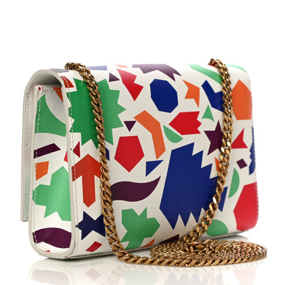 Saint Laurent Grain De Poudre Small Classic Monogram Shapes Print Kate Satchel White 3 of 10