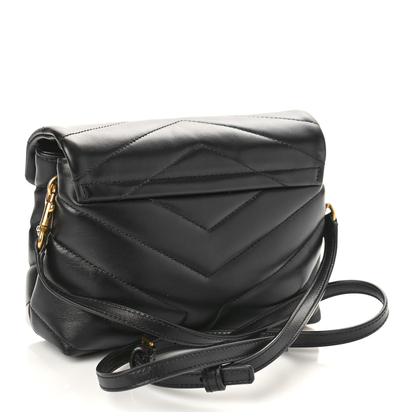 Calfskin Y Quilted Monogram Toy Loulou Crossbody Bag Black