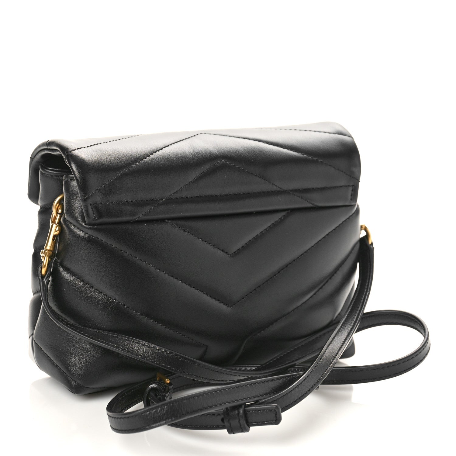 Saint Laurent Calfskin Y Quilted Monogram Toy Loulou Crossbody Bag Black 3 of 8
