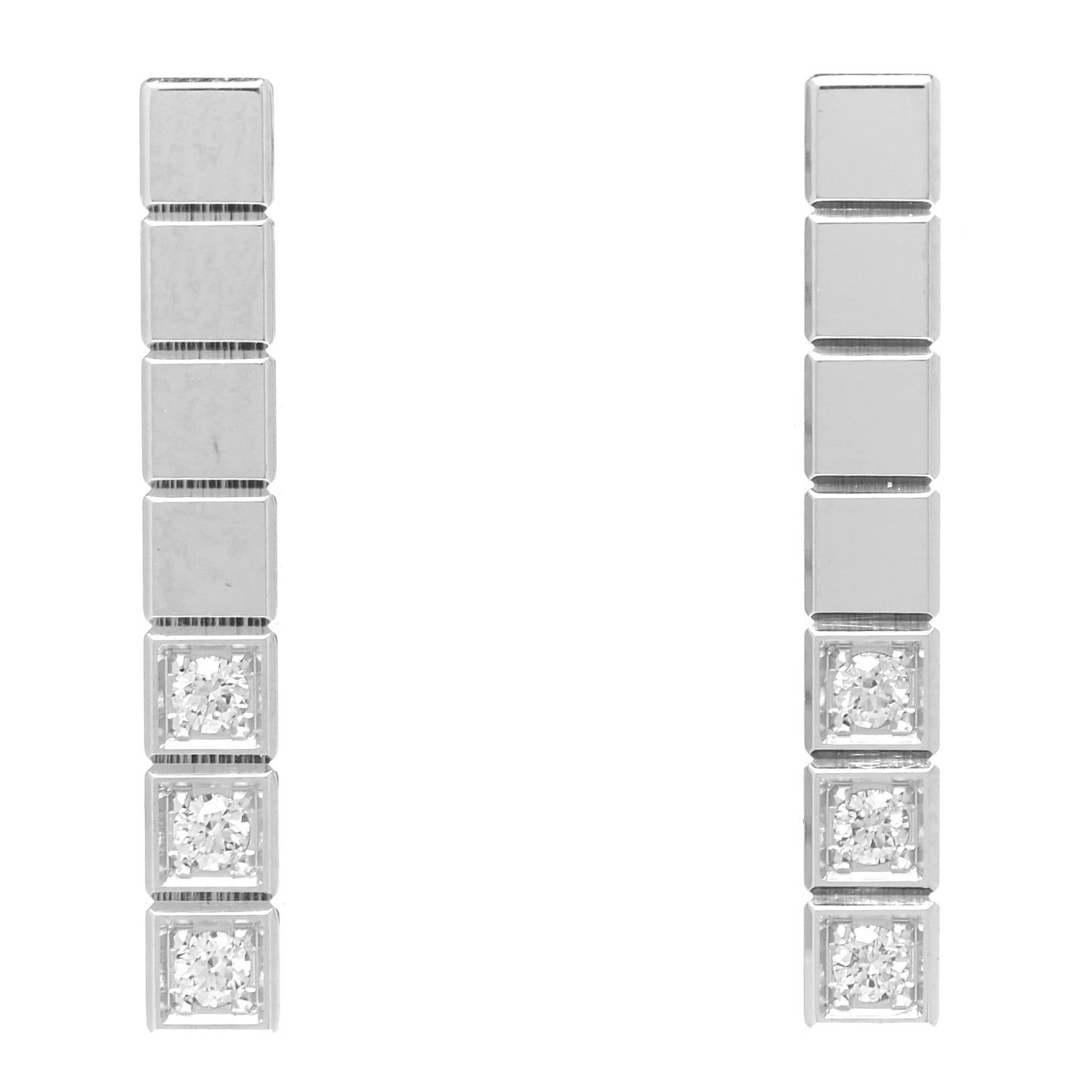 18K White Gold Diamond Ice Cube Pure Stud Earrings