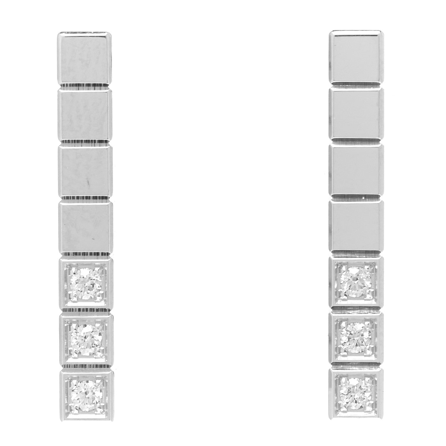 Chopard 18K White Gold Diamond Ice Cube Pure Stud Earrings 1 of 4