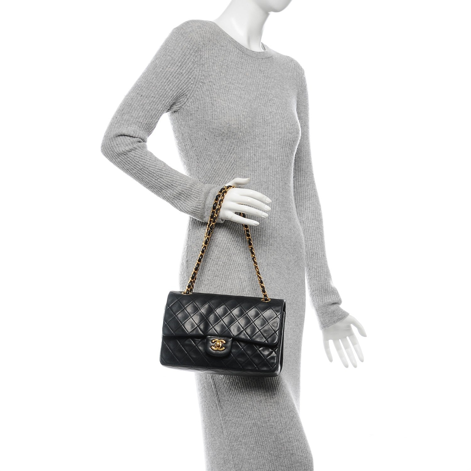 Chanel Lambskin Quilted Medium Double Flap Black 2 of 7