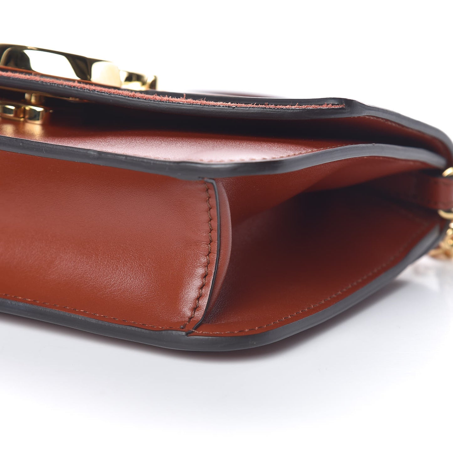 Calfskin Suede C Clutch With Chain Sepia Brown