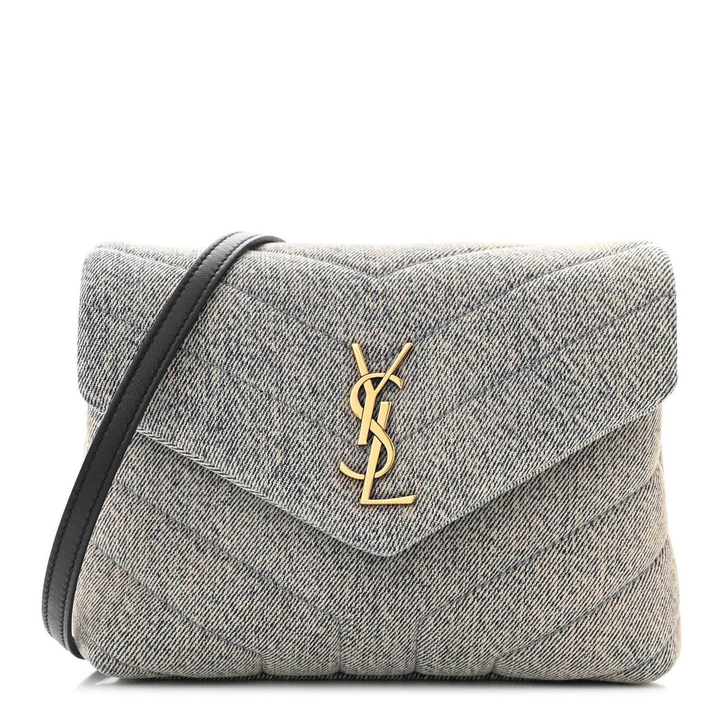 Denim Y Quilted Monogram Toy Loulou Crossbody Bag Grey