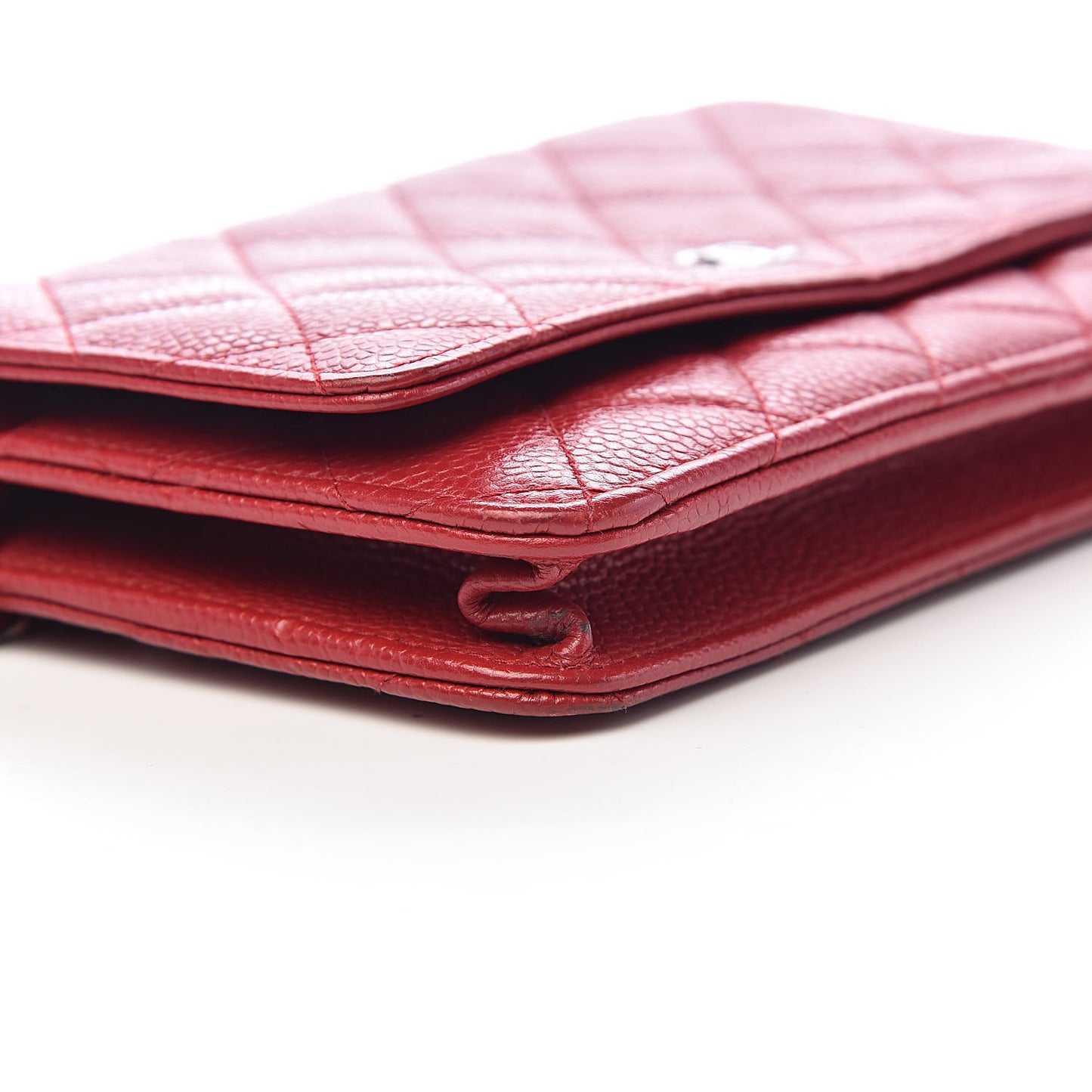 Caviar Quilted Wallet on Chain WOC Red