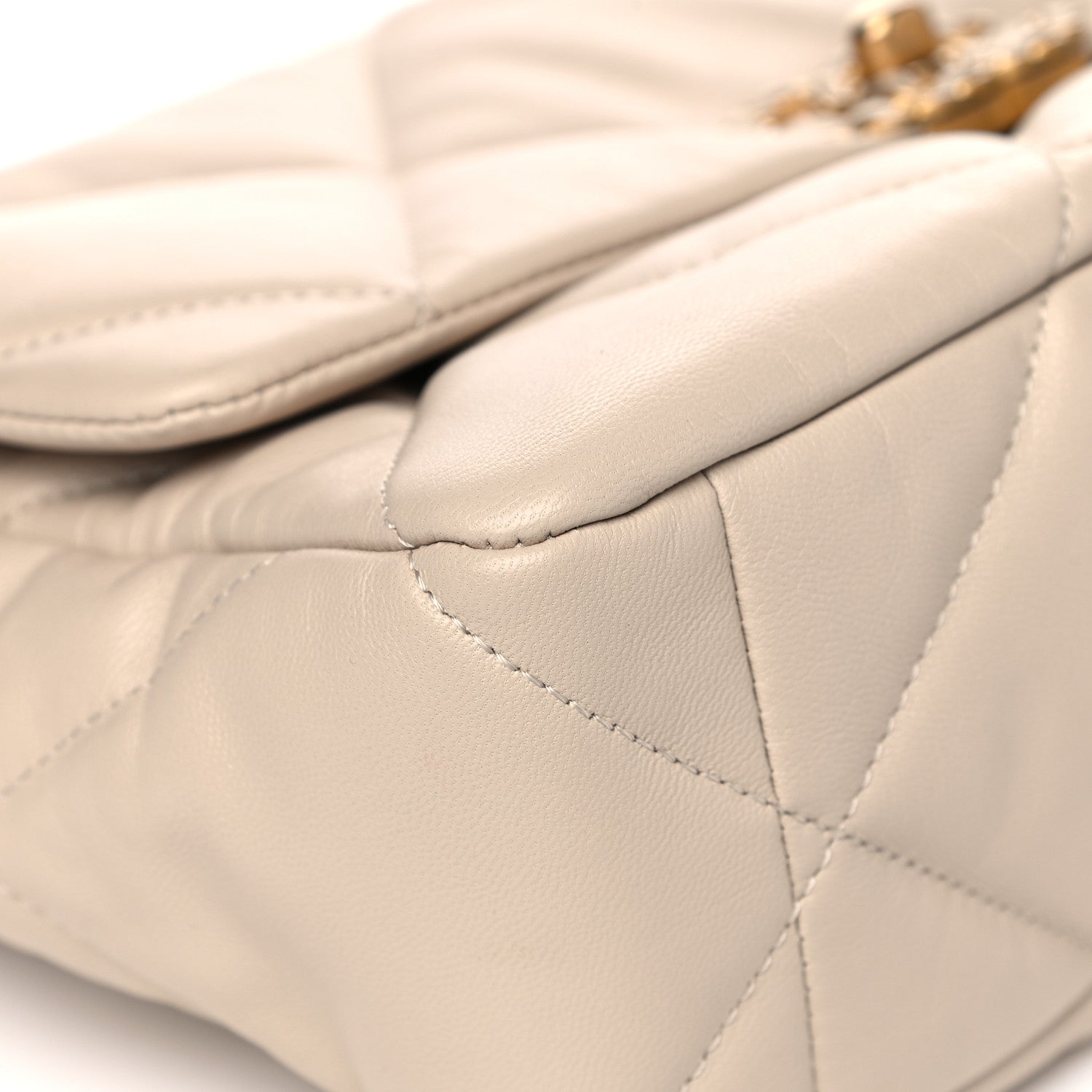 Chanel Goatskin Quilted Large Chanel 19 Flap Beige 8 of 12