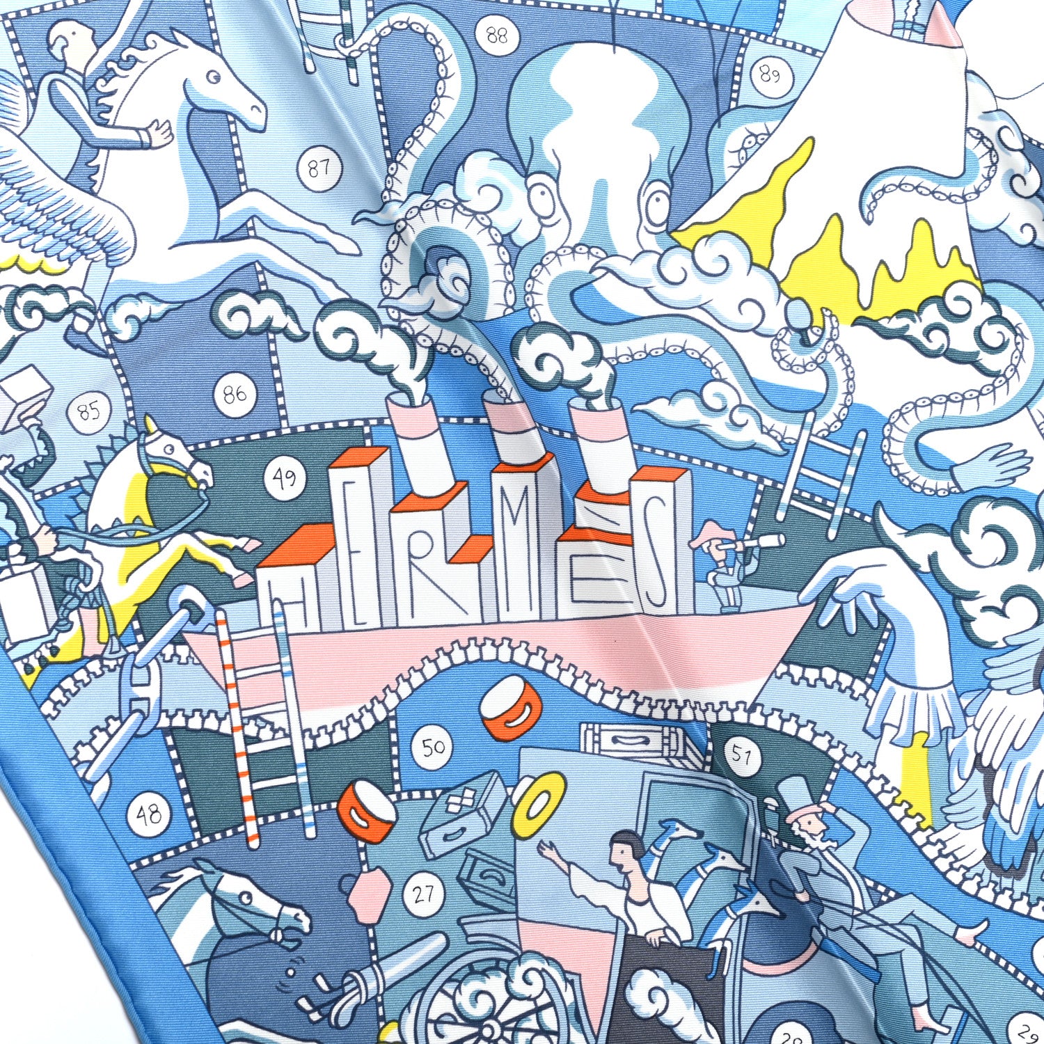 Hermes Silk Vintage L Epopee D Hermes Detail Scarf 70 Bleu Orange White 4 of 5