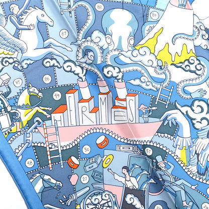 Hermes Silk Vintage L Epopee D Hermes Detail Scarf 70 Bleu Orange White 4 of 5
