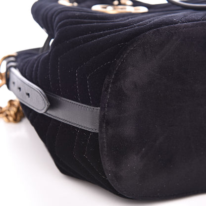 Gucci Velvet Matelasse GG Marmont Bucket Bag Black 8 of 9