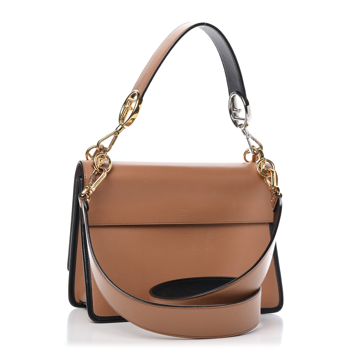 Vitello Century F is Fendi FF Embossed Kan I Shoulder Bag Orzo Tobacco