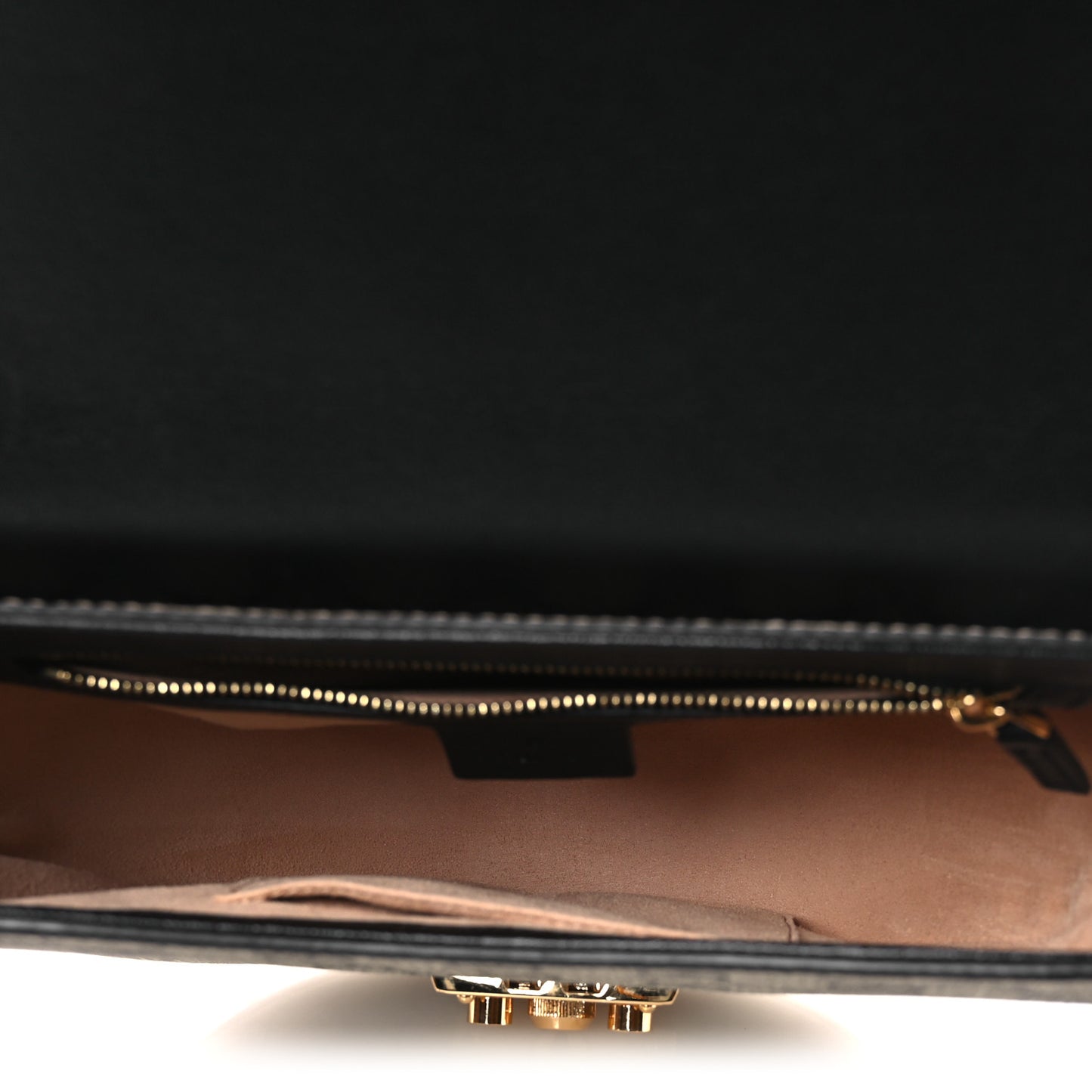 GG Supreme Monogram Calfskin Small Padlock Messenger Shoulder Bag Beige Black Cuir Beige Black Cuir