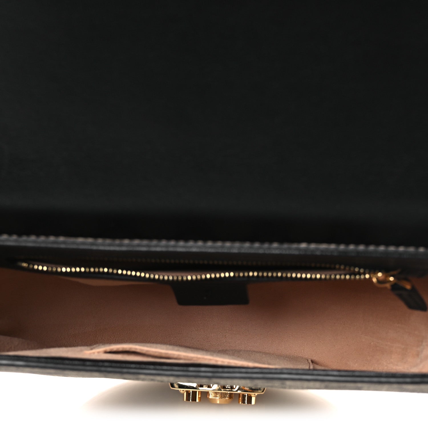 Gucci GG Supreme Monogram Calfskin Small Padlock Messenger Shoulder Bag Beige Black Cuir Beige Black Cuir 4 of 12