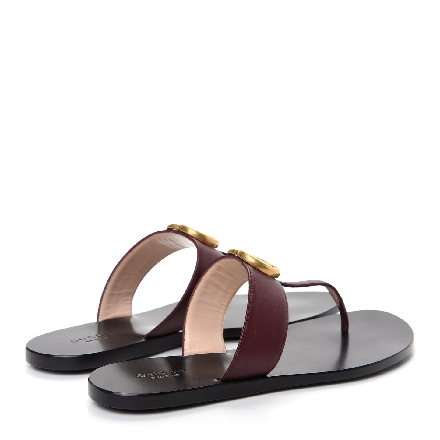 Calfskin GG Marmont Thong Sandals 36.5 Vintage Bordeaux