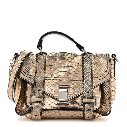 Proenza Schouler Metallic Snakeskin Calfskin Embossed Tiny PS1 Satchel Rose Gold 1 of 11