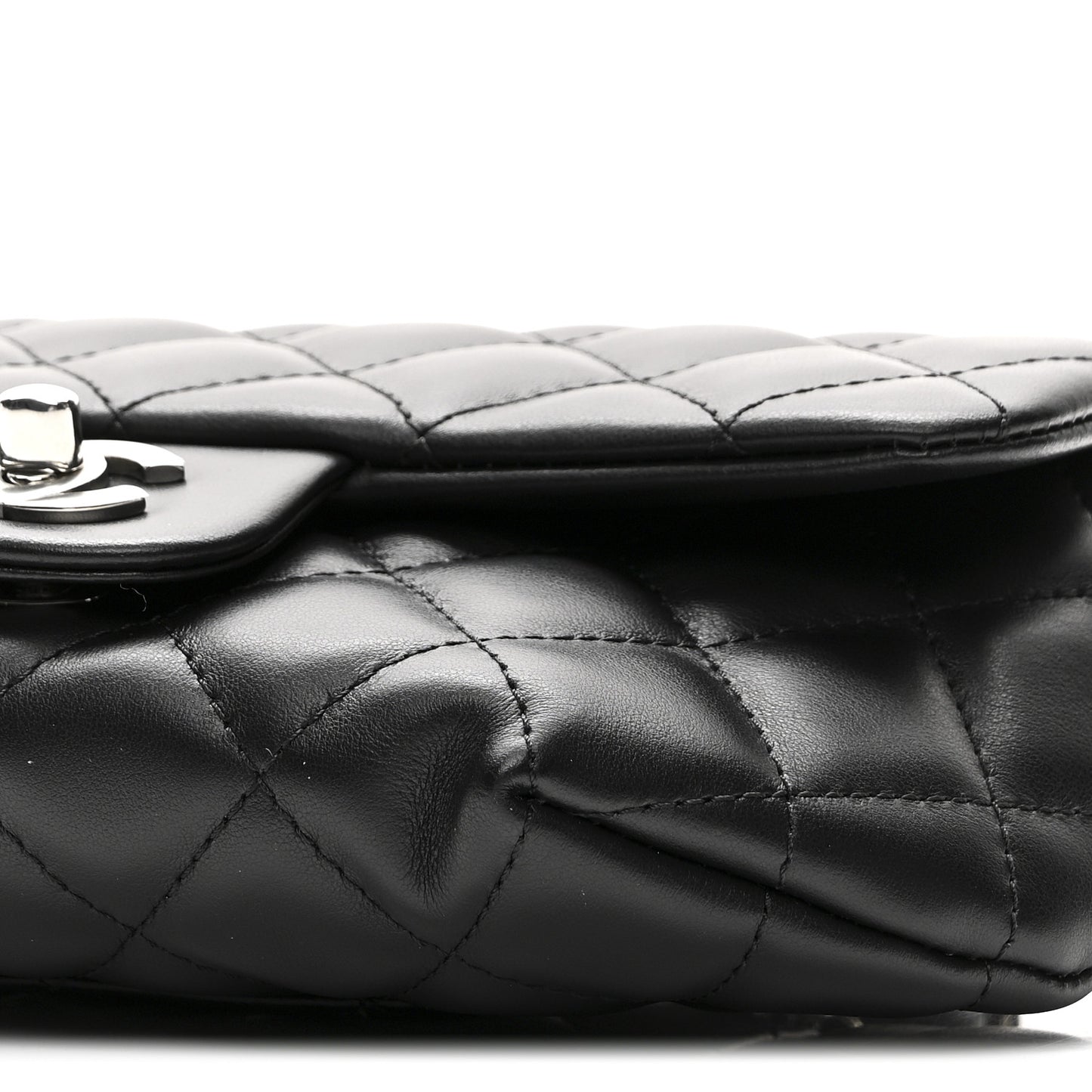 Calfskin Quilted CC Uniform Flap Belt Bag Black