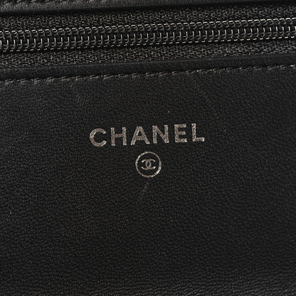 Chanel Lambskin Chevron Quilted Wallet On Chain WOC So Black 6 of 13