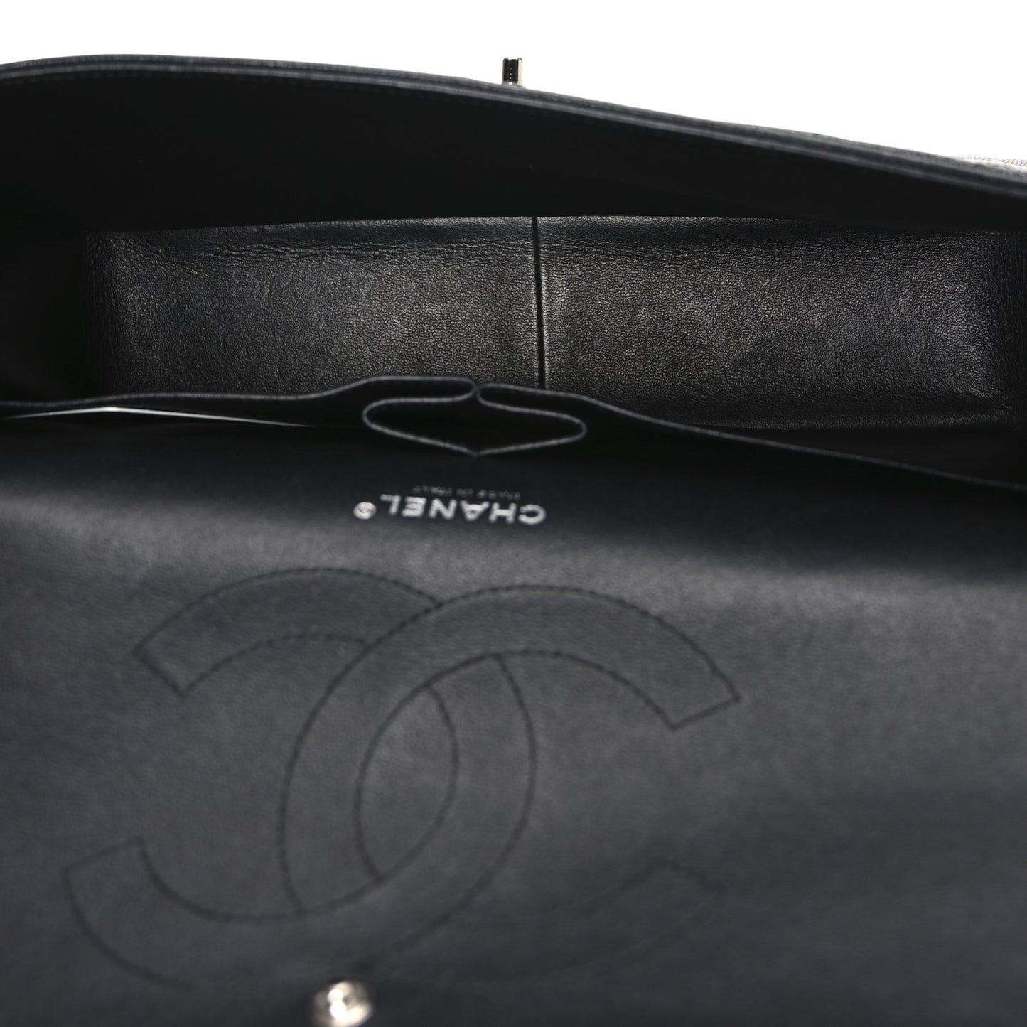 Iridescent Caviar Quilted Jumbo Double Flap Black