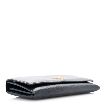 Prada Saffiano Metal Continental Flap Travel Wallet Baltico 4 of 9