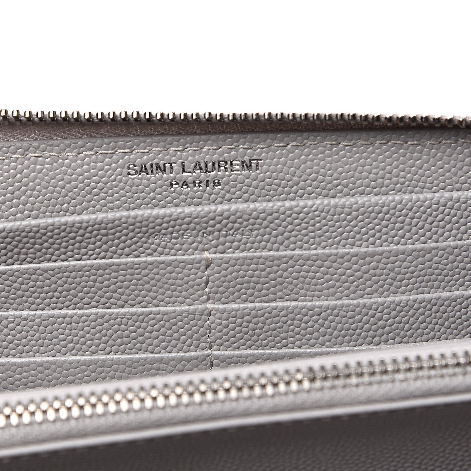 Saint Laurent Grain De Poudre Matelasse Chevron Monogram Zip Around Wallet Granite 5 of 8