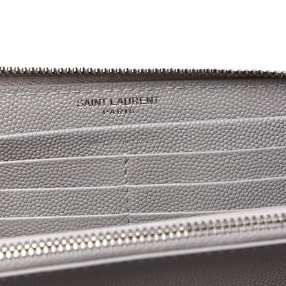 Saint Laurent Grain De Poudre Matelasse Chevron Monogram Zip Around Wallet Granite 5 of 8
