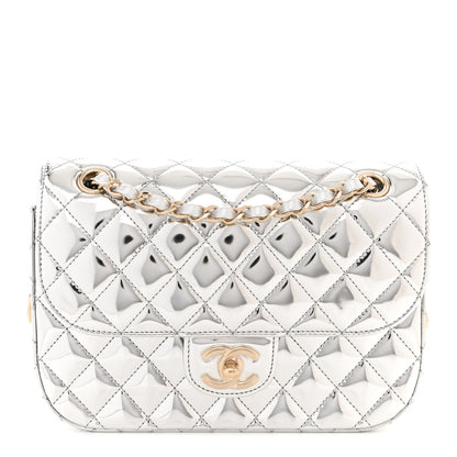 Chanel Mirror Calfskin Metallic Calfskin Medium Hollywood Boulevard Flap With Star Coin Purse Silvery 1 of 11