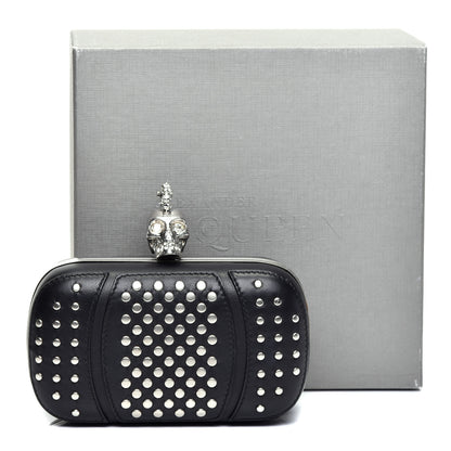 Alexander McQueen Calfskin Studded Punk Skull Box Clutch Black 10 of 10