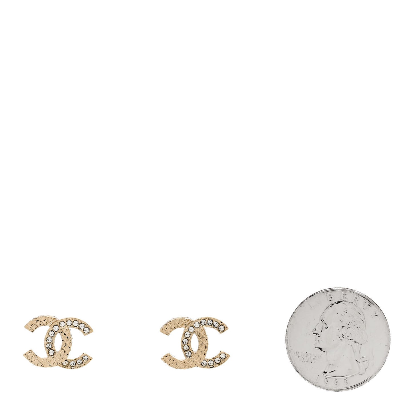 Metal Crystal Quilted CC Earrings Gold