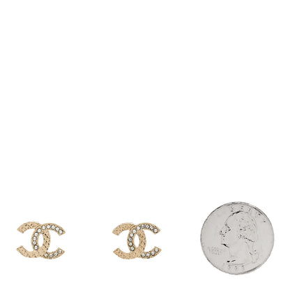 Chanel Metal Crystal Quilted CC Earrings Gold 2 of 5