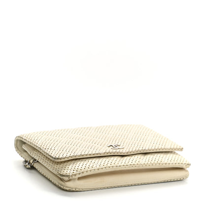 Chanel Perforated Lambskin Quilted Wallet On Chain WOC Beige 4 of 14