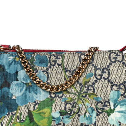 Gucci GG Supreme Monogram Blooms Mini Chain Bag Beige Blue Navy Hibiscus Red 8 of 10