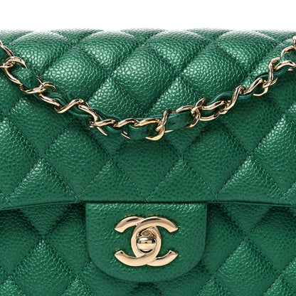Chanel Metallic Caviar Quilted Small Double Flap Green 10 of 11