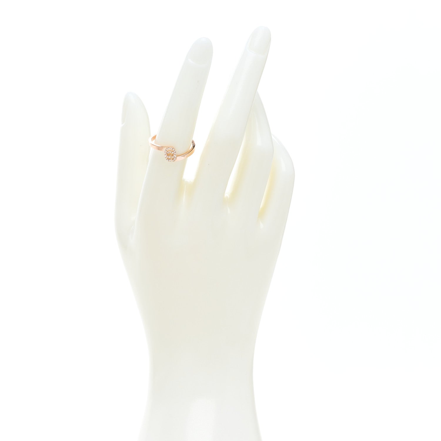 Gucci 18K Rose Gold Diamond GG Running Ring 54 6.75 2 of 5