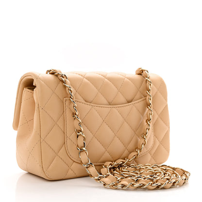 Chanel Lambskin Quilted Mini Rectangular Flap Beige 3 of 10