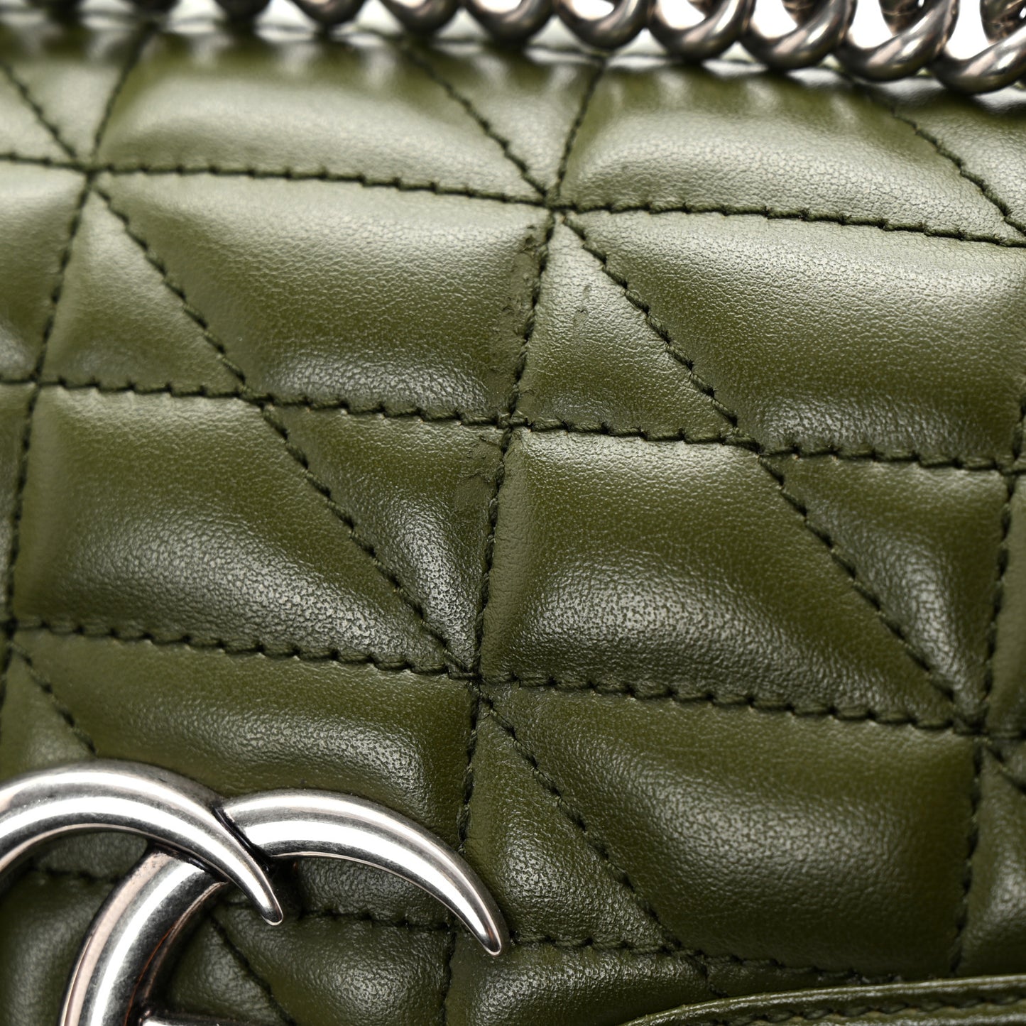 Calfskin Matelasse Aria Small GG Marmont Shoulder Bag Military Wood
