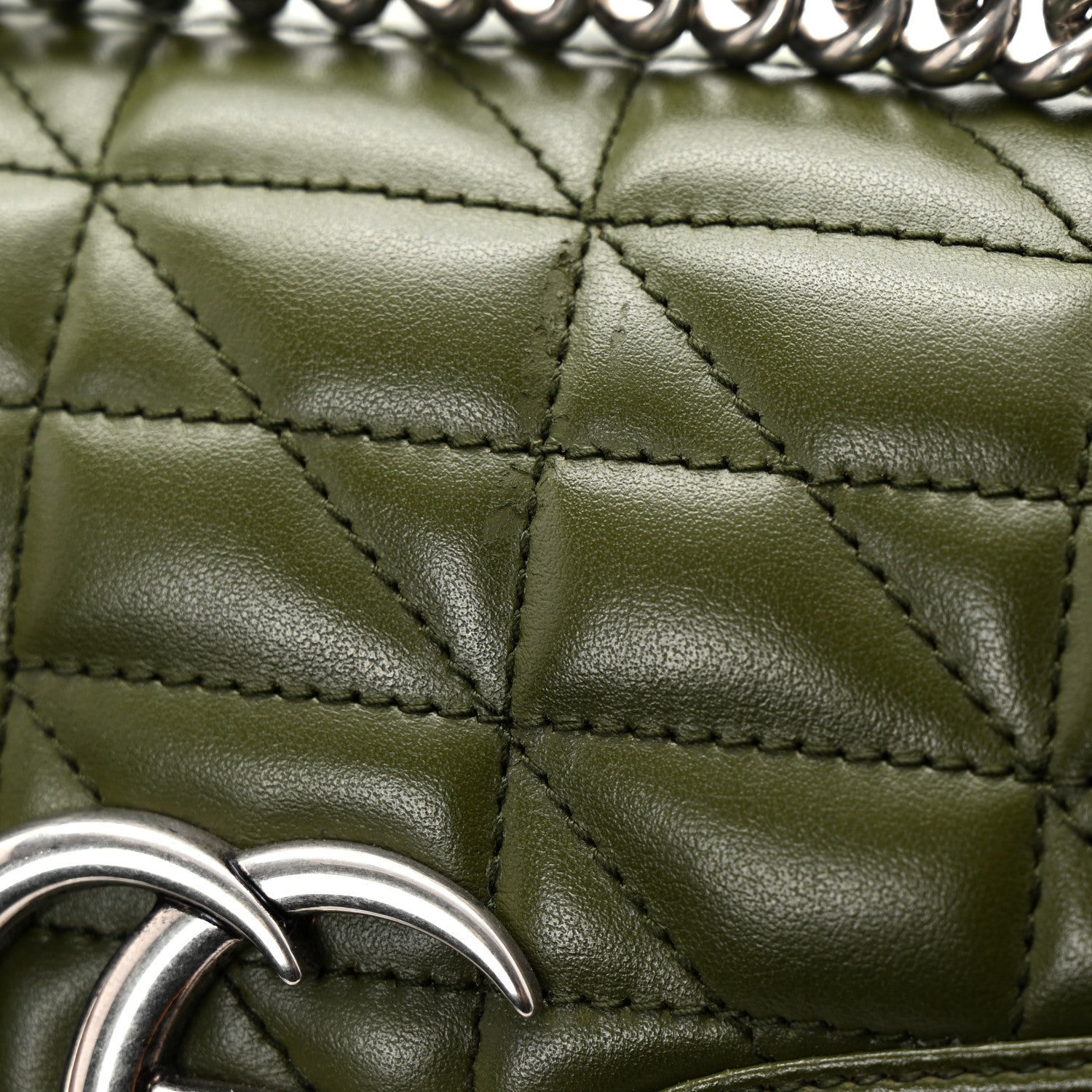 Gucci Calfskin Matelasse Aria Small GG Marmont Shoulder Bag Military Wood 11 of 11