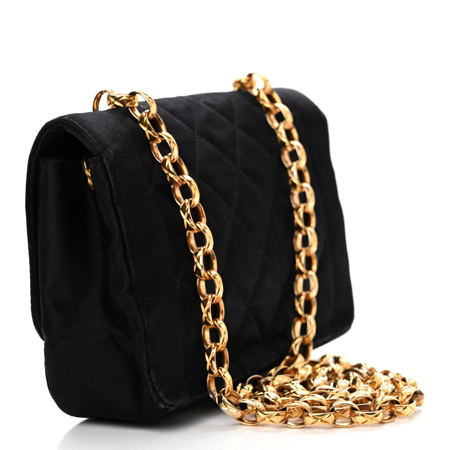 Chanel Satin Quilted Small Single Flap Bag Black 2 of 13