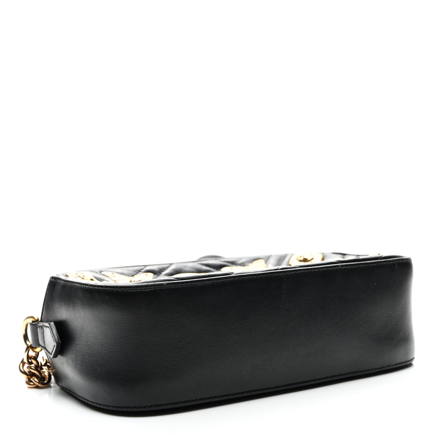 Gucci Calfskin Matelasse Animal Studs Small GG Marmont Chain Shoulder Bag Black 4 of 11
