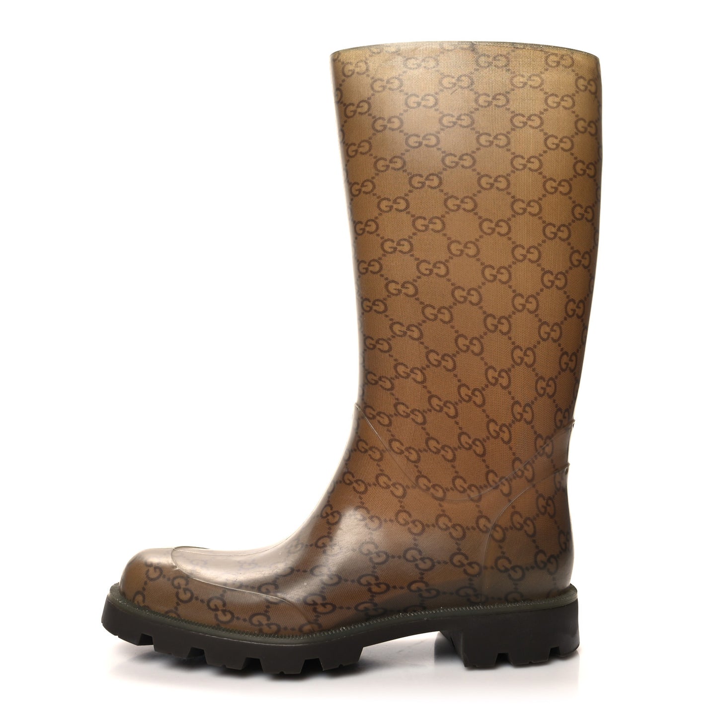 Rubber Monogram Edinburg Rain Boots 38 Transparent Cocoa