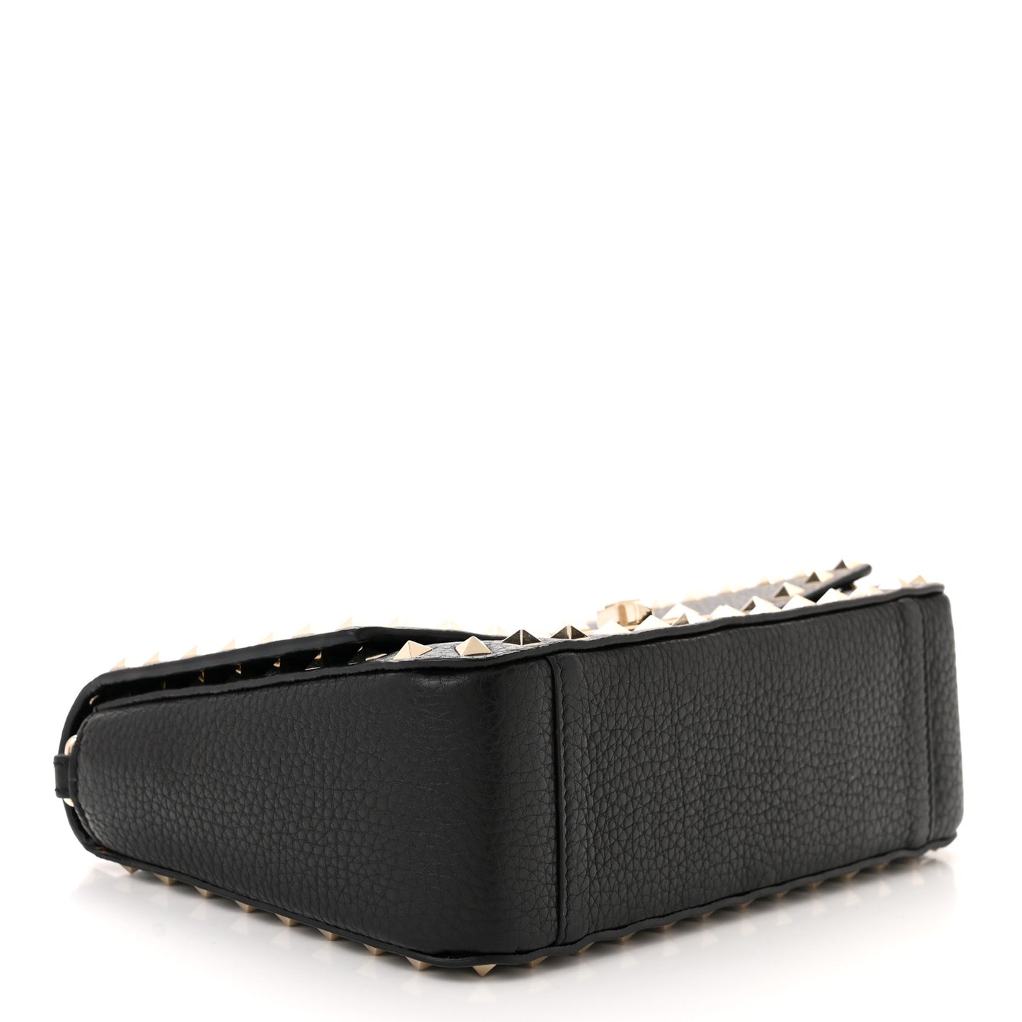 Grained Calfskin Rockstud Crossbody Bag Black